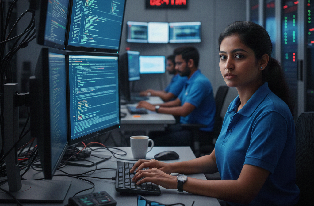 Outsourced Female Indian NOC Support Technician Employee