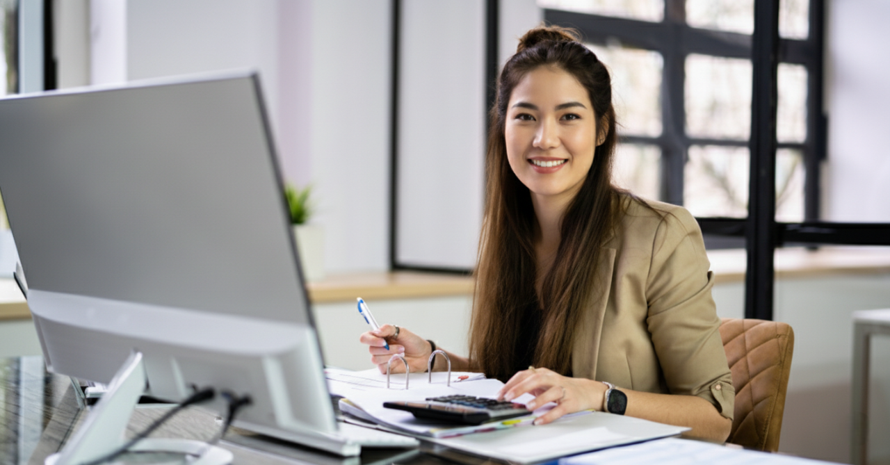 offshore bookkeeper working in a office setup