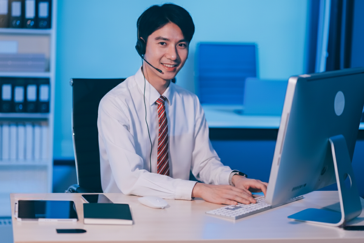outsourced remote it support specialist in a office setup