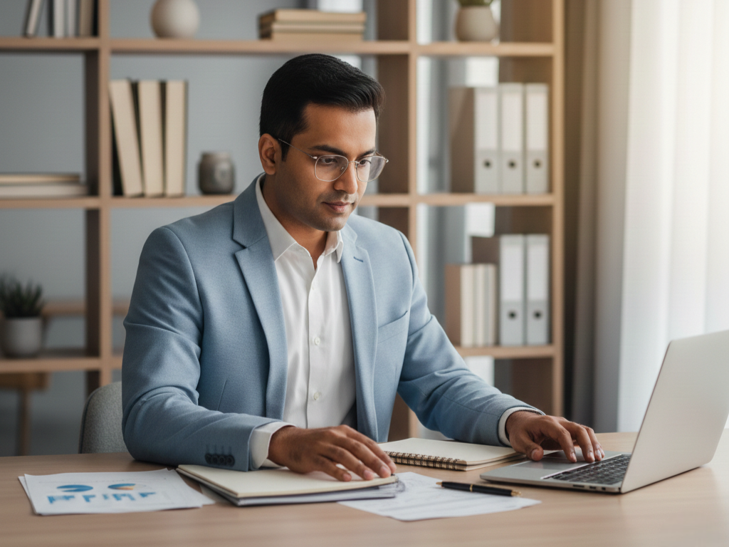 indian remote aml and kyc officer working in an office