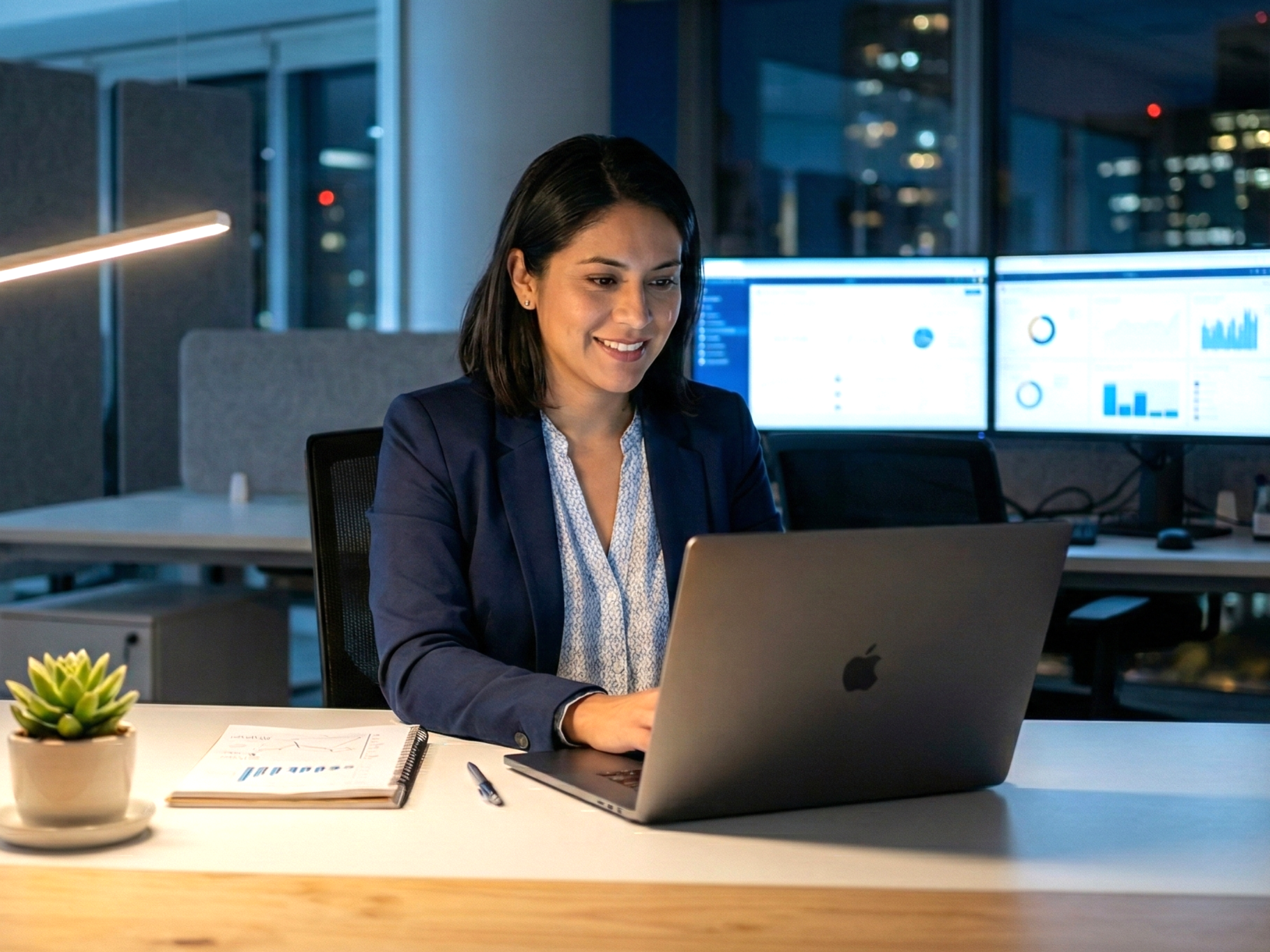 remote salesforce administrator working with a laptop and having a dual monitor in the background