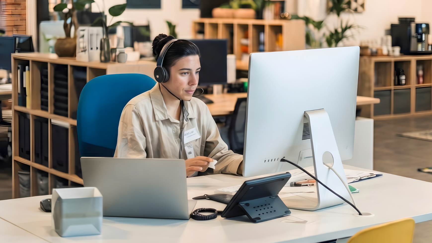 argentine woman a remote technical support specialist attending a client call