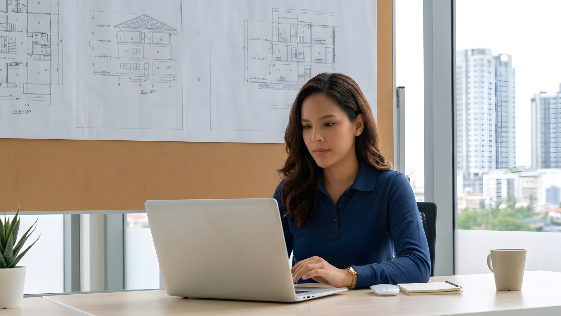 Offshore civil engineer in colombia working remotely in a modern office