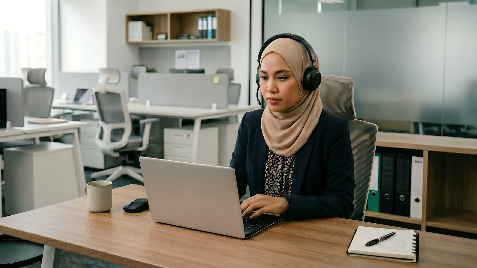 outsourced bilingual sales representative​ working in a office setup