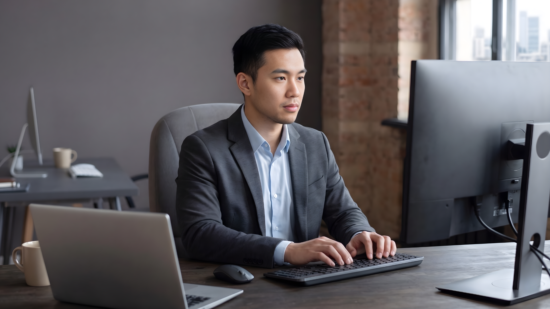 malaysian outsourced noc support technician working in a dual monitor setup
