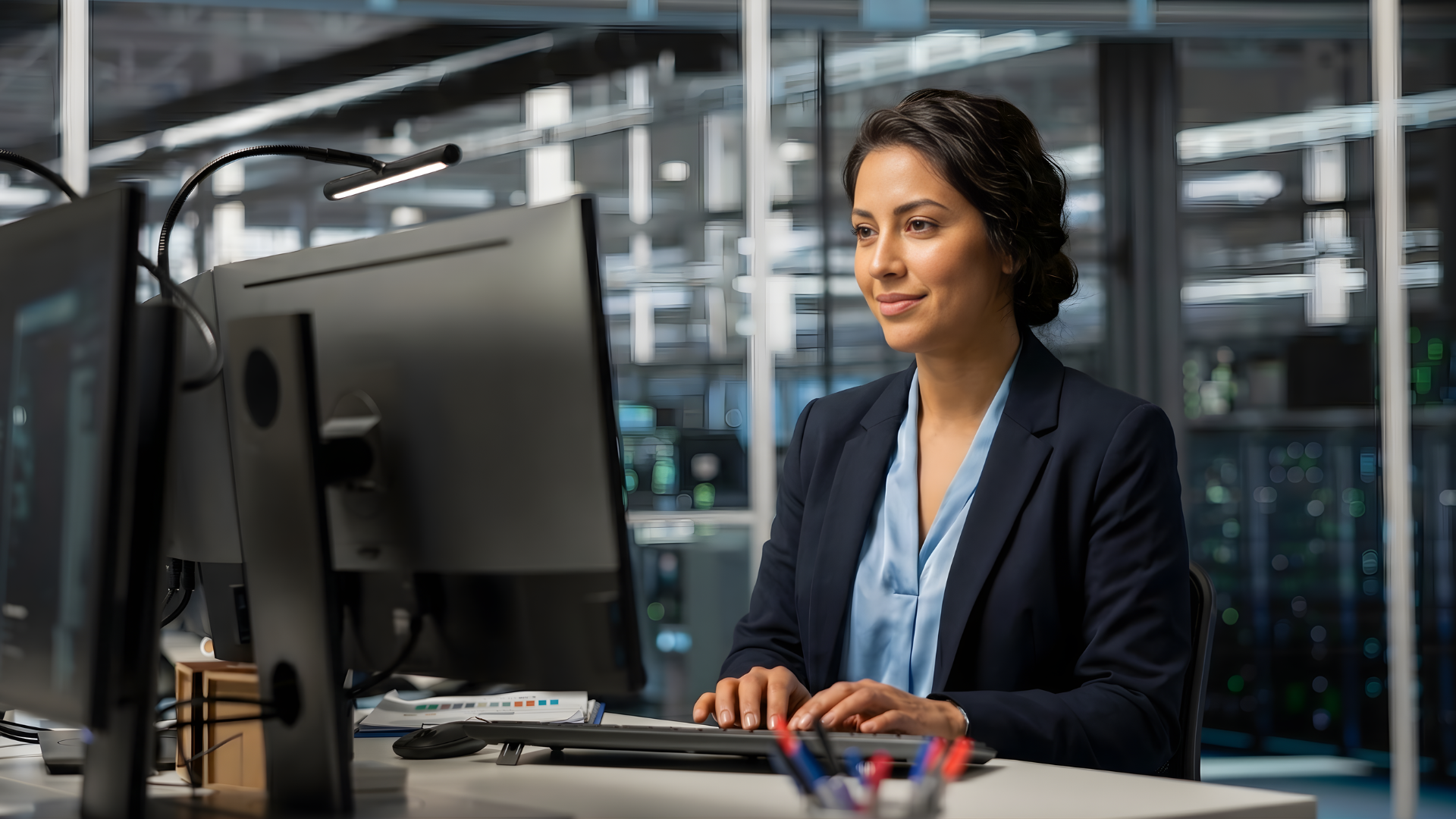 virtual operations research analyst focused analyzing data in a computer