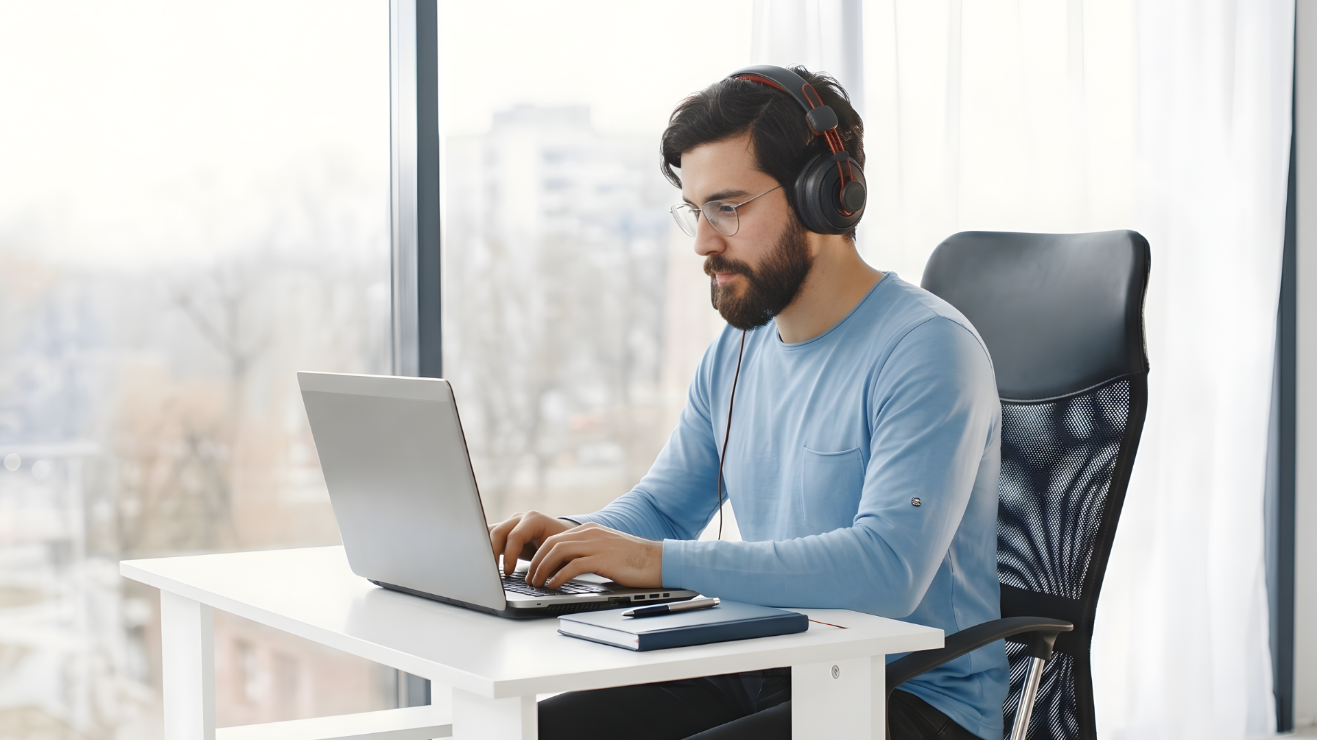 remote electrical engineer working solo in an office