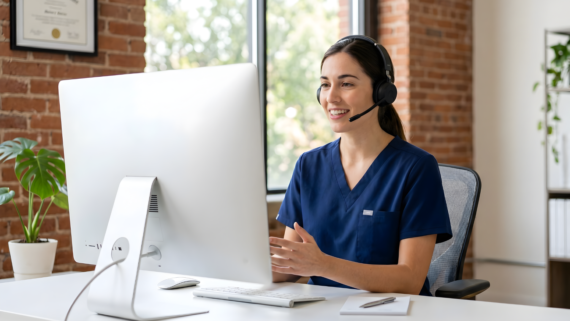 outsourced virtual care coordinator​ attending a patient call in a solo office