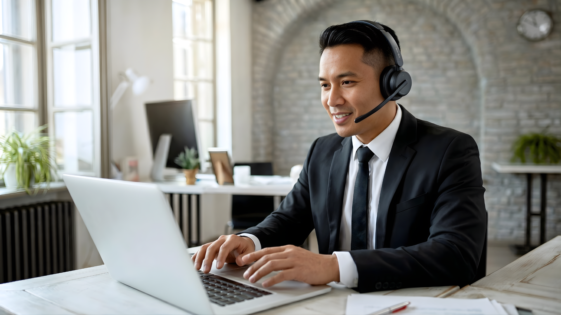 remote customer success manager typing in a laptop