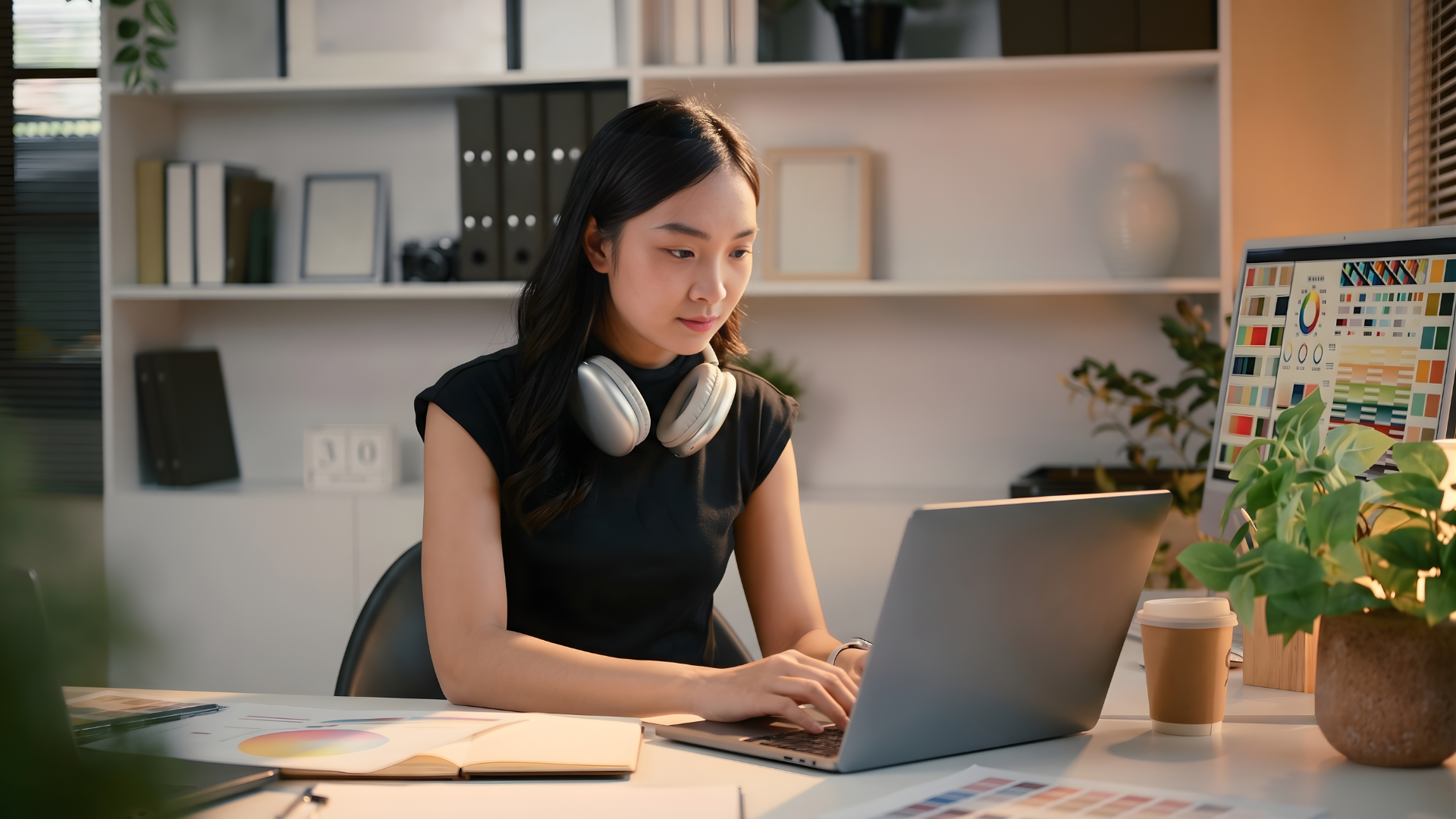 remote product designer working with a laptop in a home office