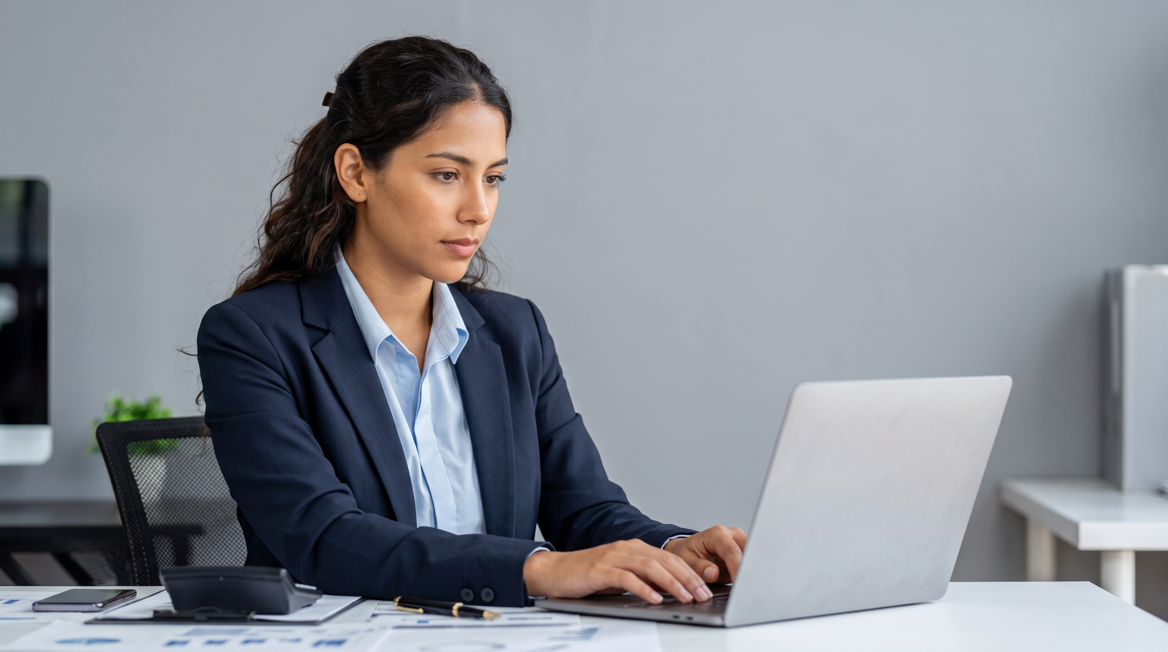remote financial analyst reviewing corporate balance sheets and financial reports on a laptop