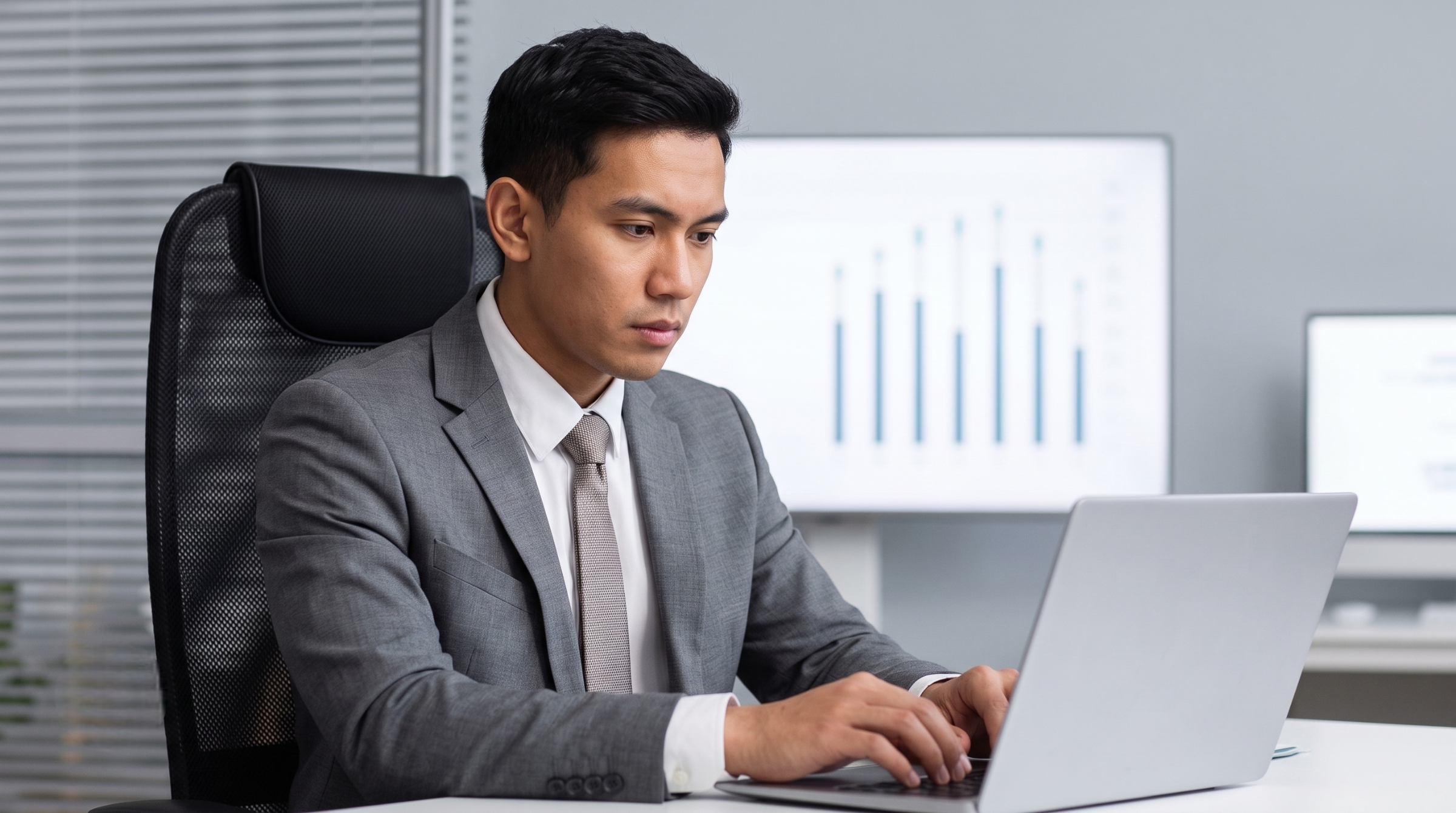 professional analyzing data on a laptop, perfect for businesses looking to hire financial accountant talent