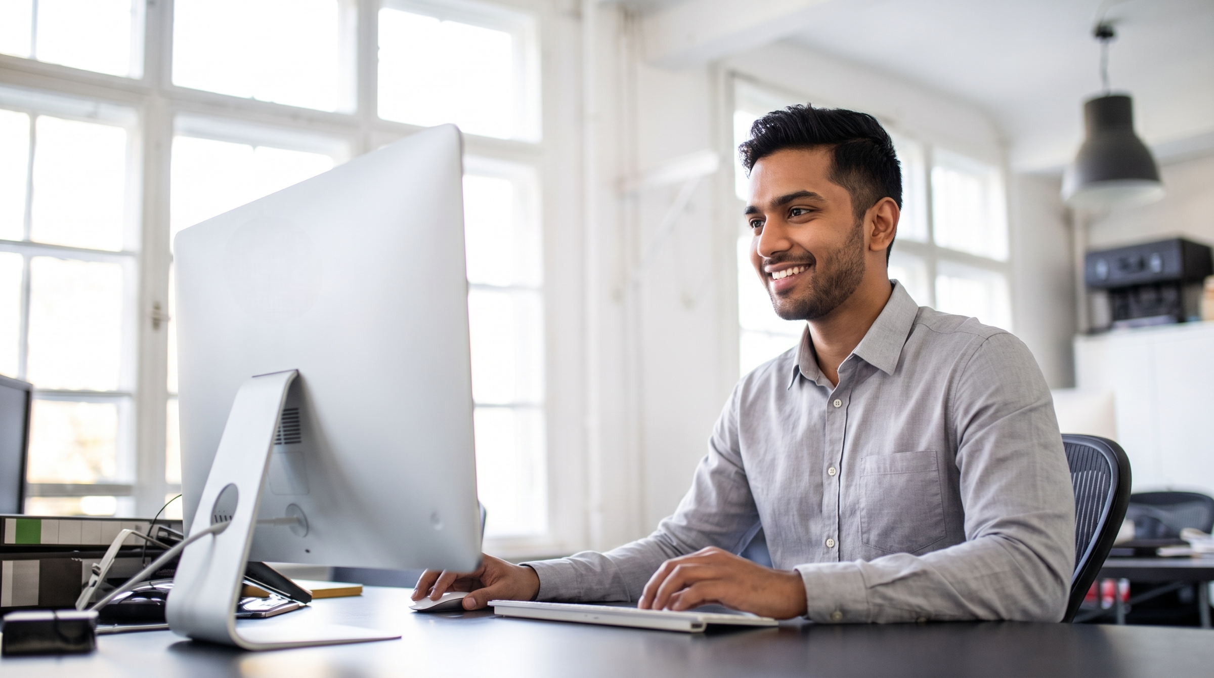 Enterprise architect remote professional working at a desktop