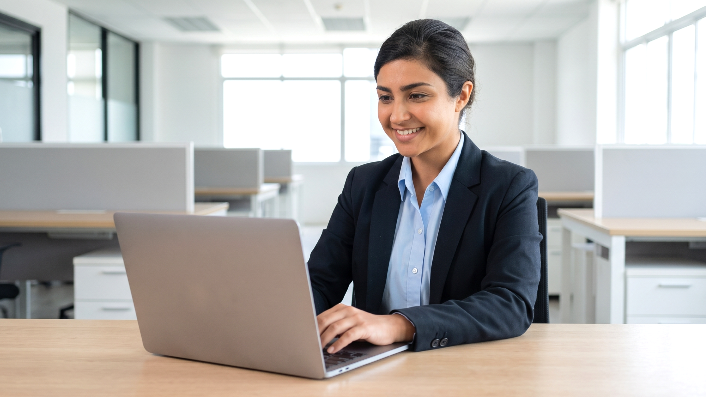 Remote asset management coordinator in India working on a laptop