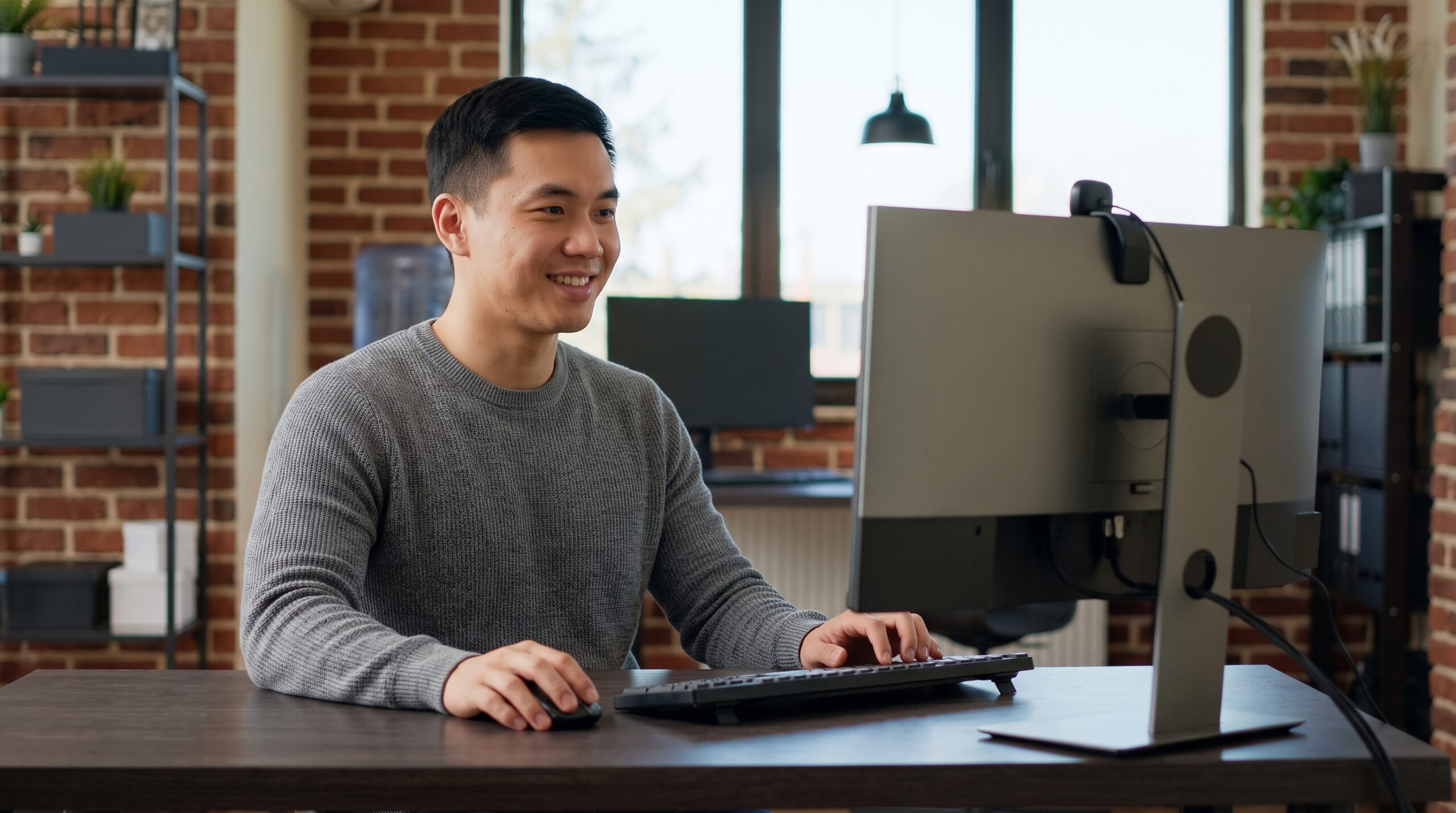 ServiceNow specialist working on ServiceNow outsourcing tasks at a desktop workstation
